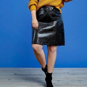 Eloquii X Refinery29 Faux Patent Black Skirt, Size 18, NWT